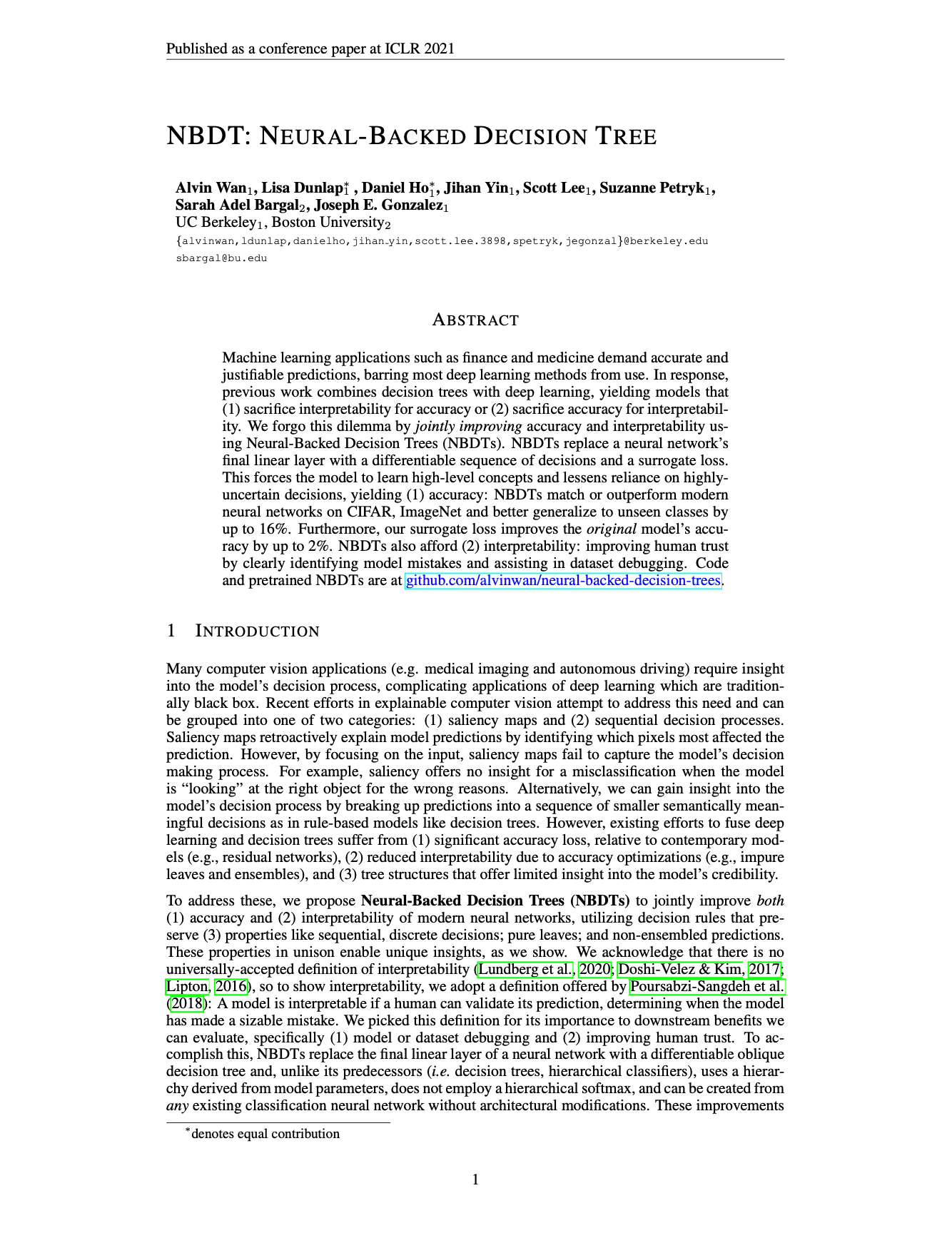 NBDT: Neural-Backed Decision Tree
