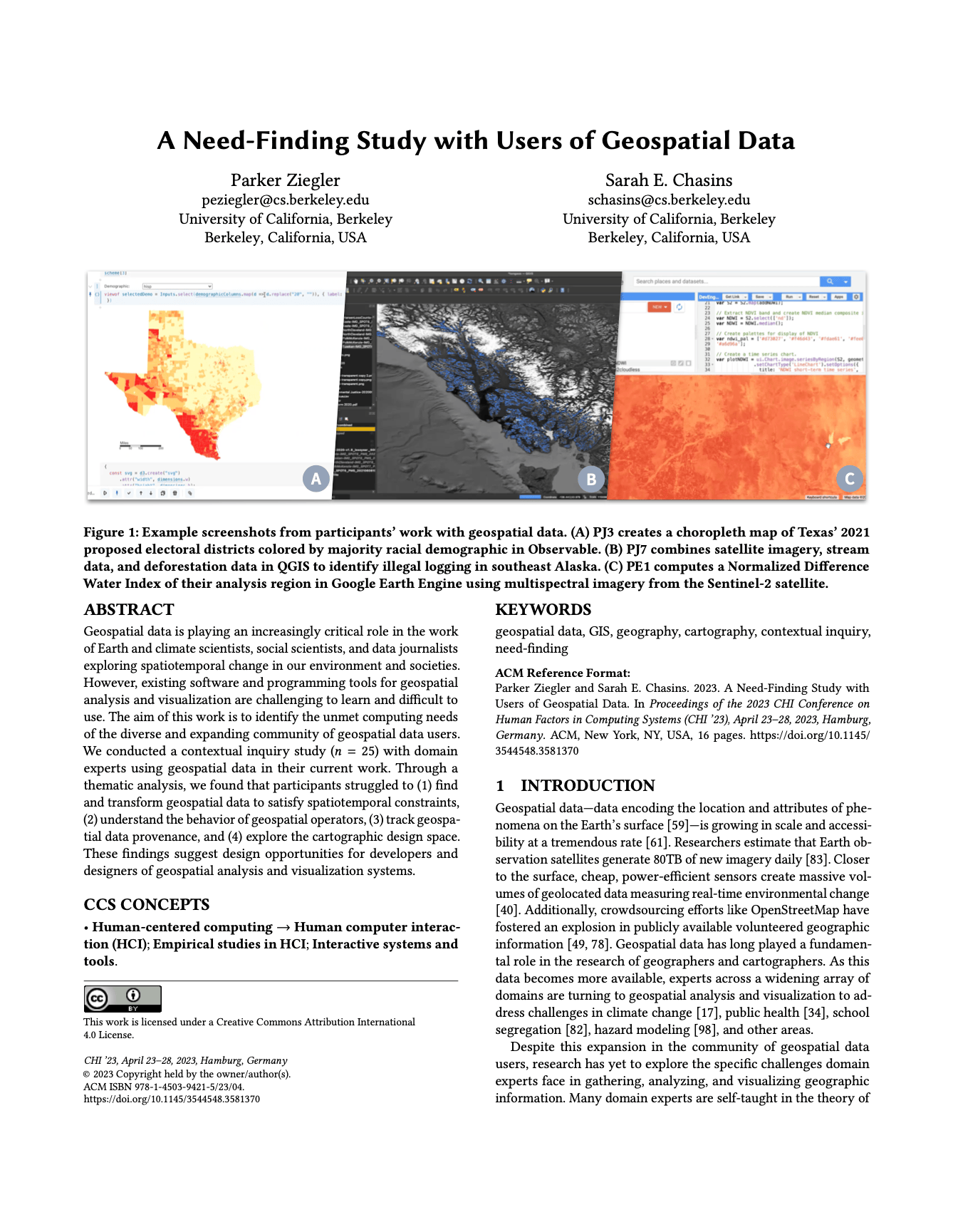 A Need-Finding Study with Users of Geospatial Data