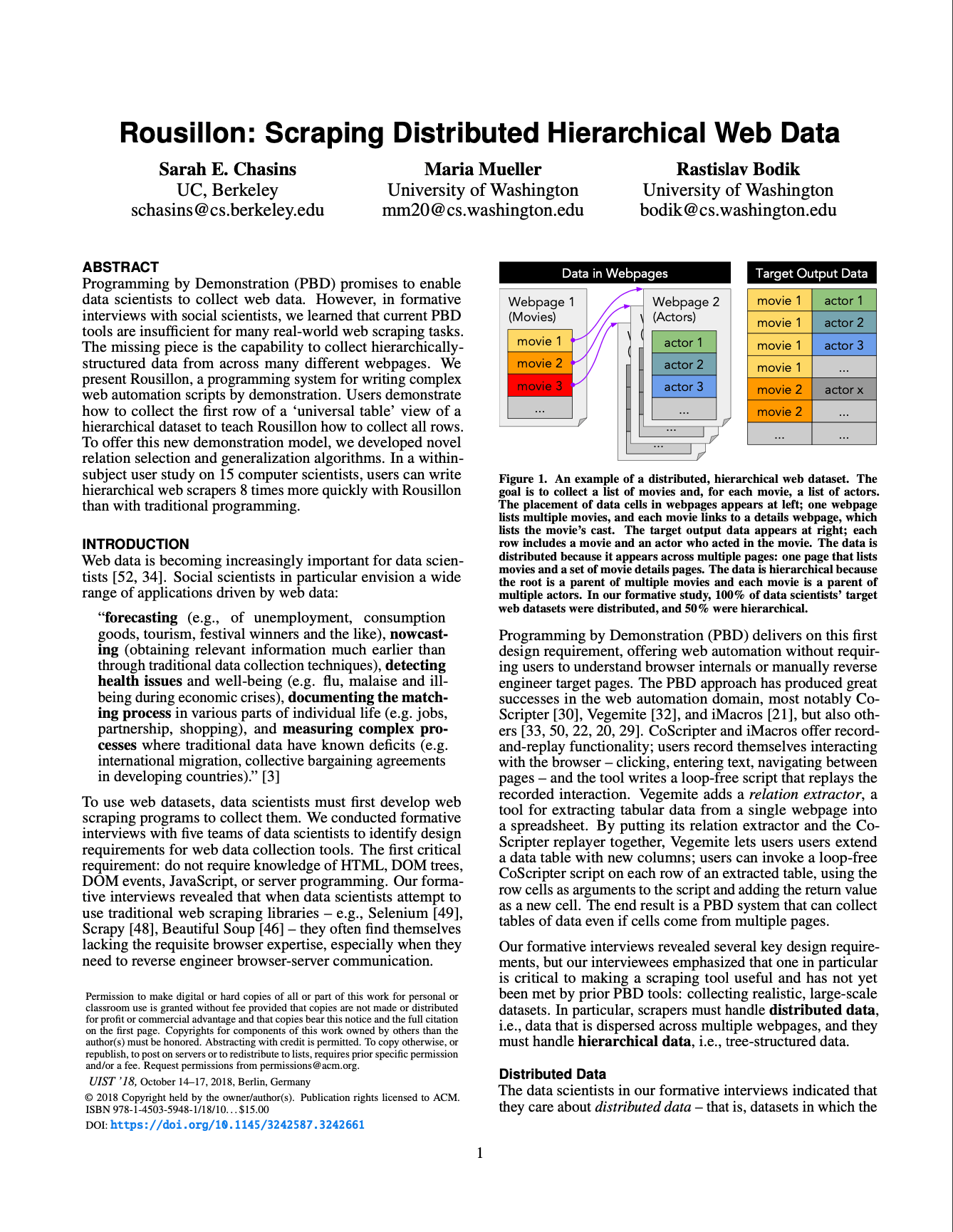 Rousillon: Scraping Distributed Hierarchical Web Data